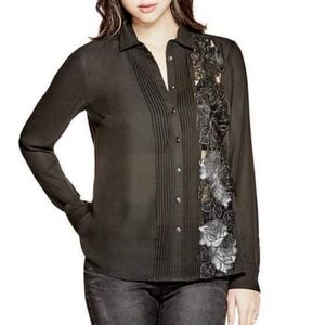 New GUESS AURA LACE SHIRT SZ S